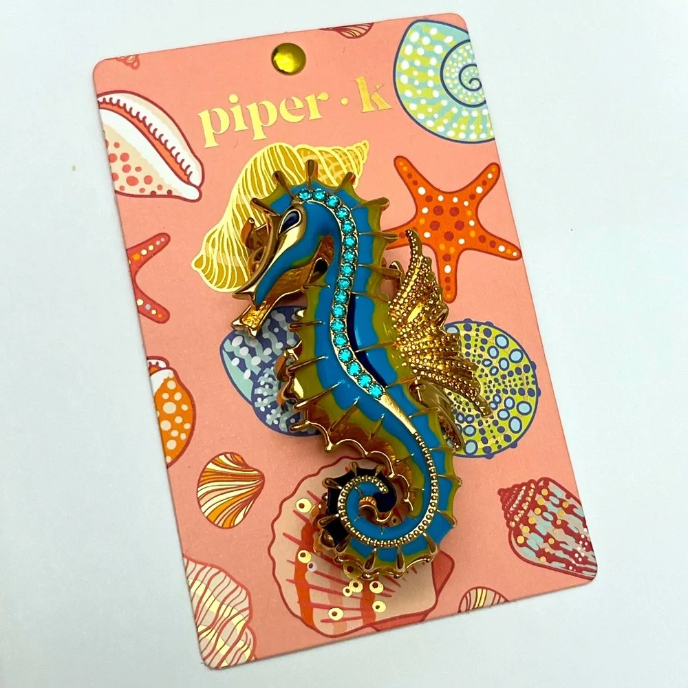 NWT ⚜️🩵⚜️ Piper K Gorgeous Seahorse Hair Claw Clip - Picture 3 of 14